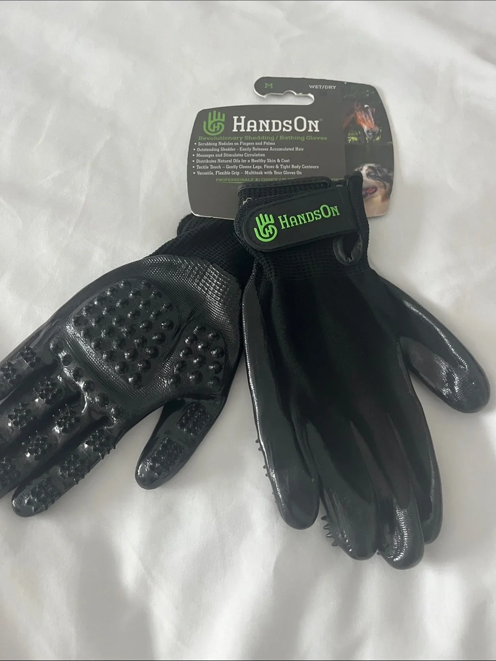 Black Pet Grooming Gloves - Gentle De-Shedding & Massage